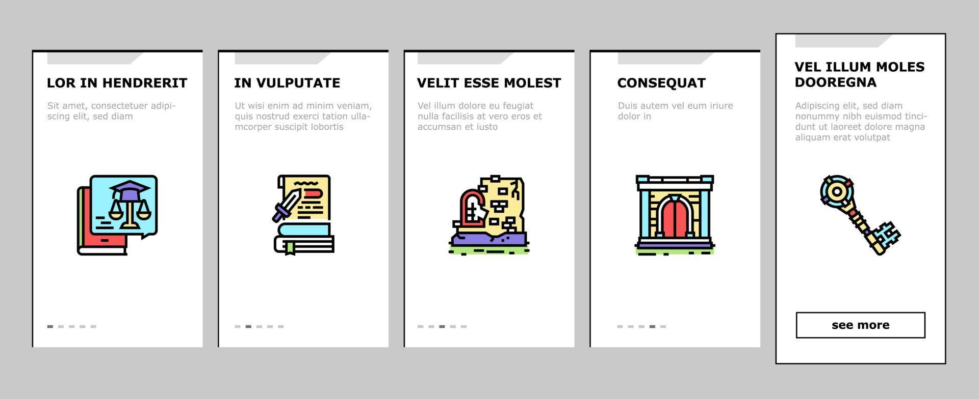 History Learn Educational Lesson Onboarding Icons Set Vector