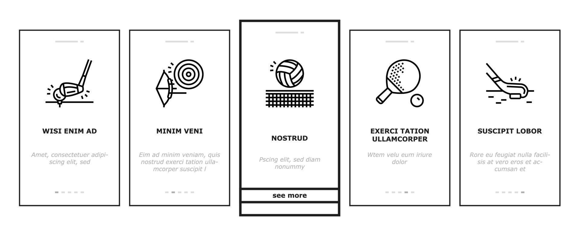 Sport Active Competitive Game Onboarding Icons Set Vector