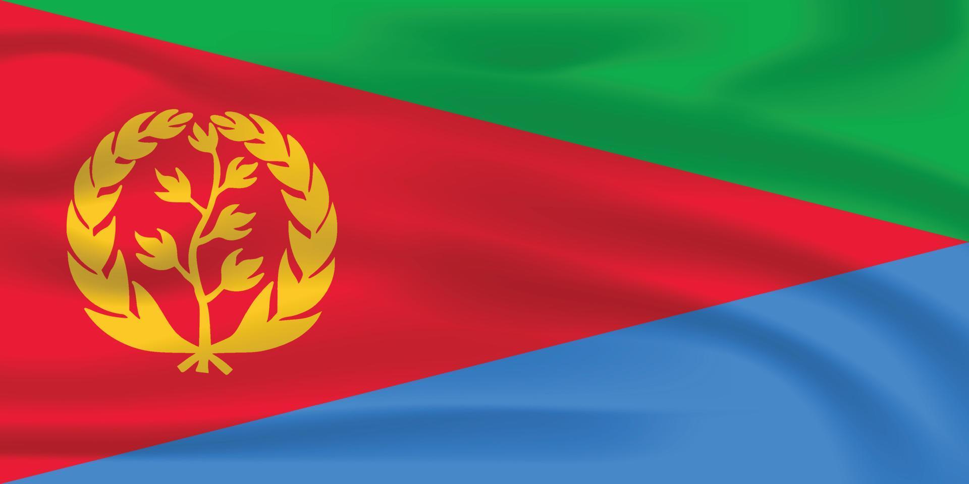 Flag of Eritrea. Realistic waving flag of State of Eritrea. Fabric textured flowing flag of Eritrea. vector