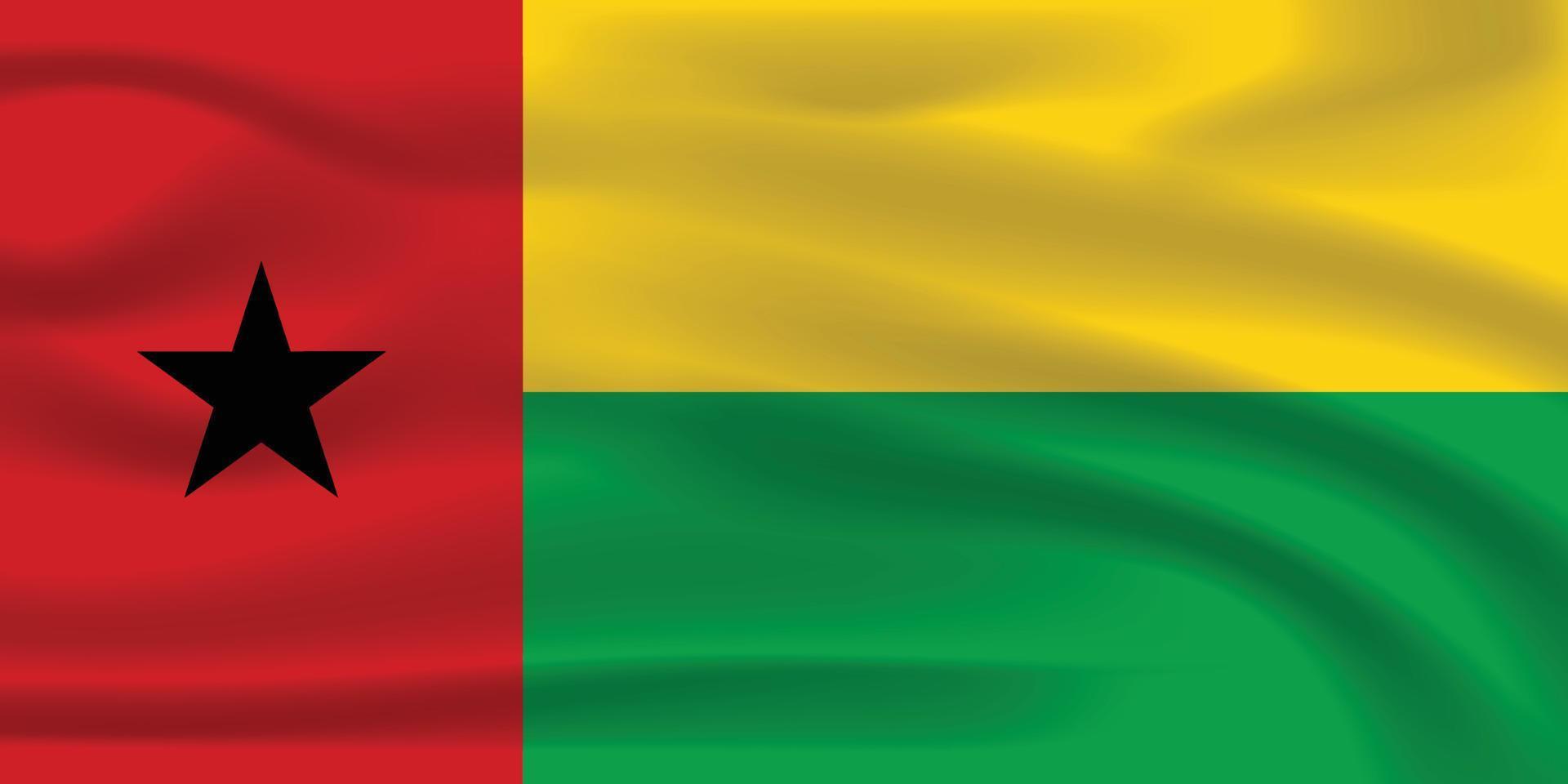 Flag of Guinea-Bissau. Full page Guinea flying flag. 3D illustration. Country flags. Guinea wavy flag. vector