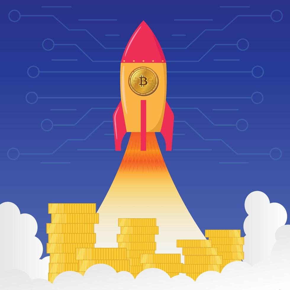 Isolated Bitcoin Plane Vector Illustration