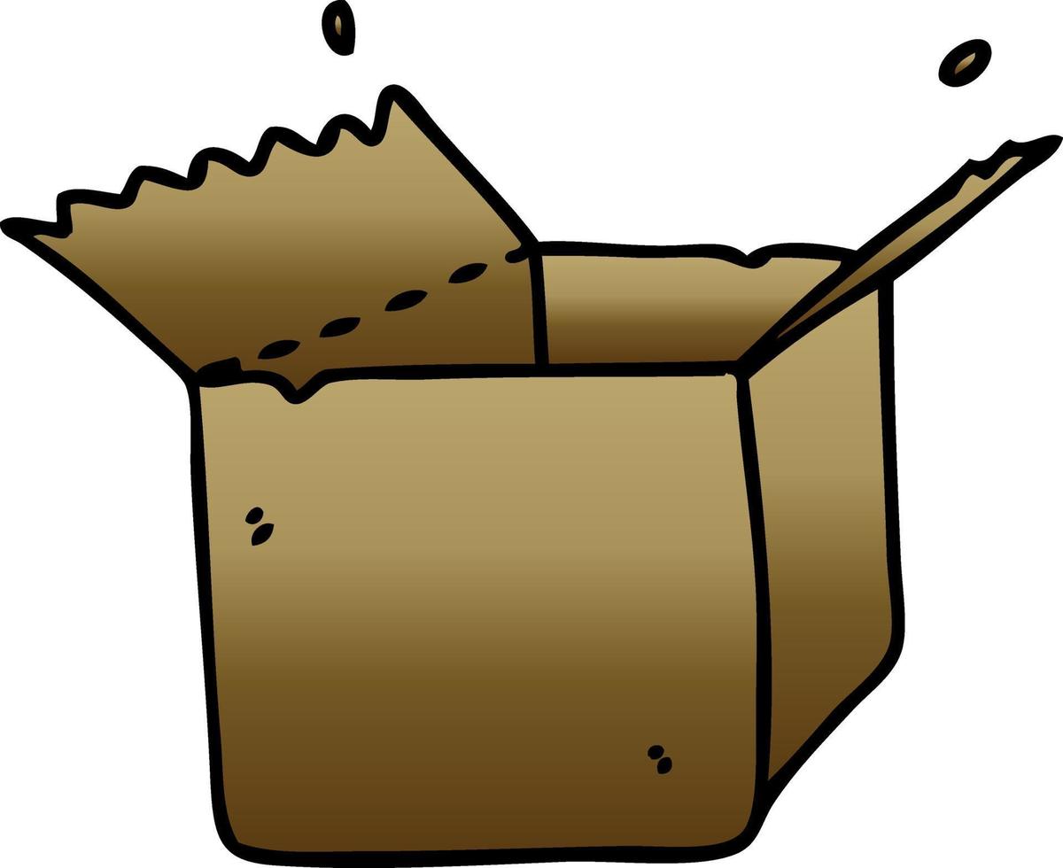quirky gradient shaded cartoon open box vector