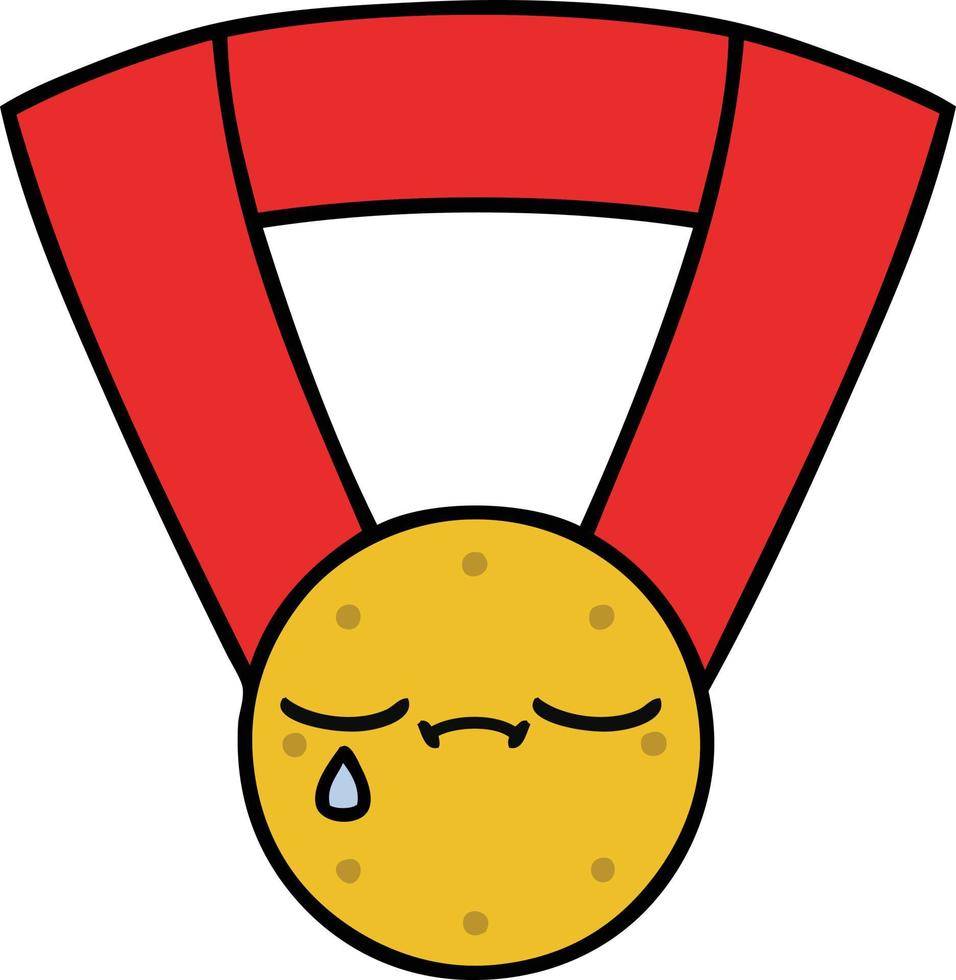 cute cartoon gold medal vector