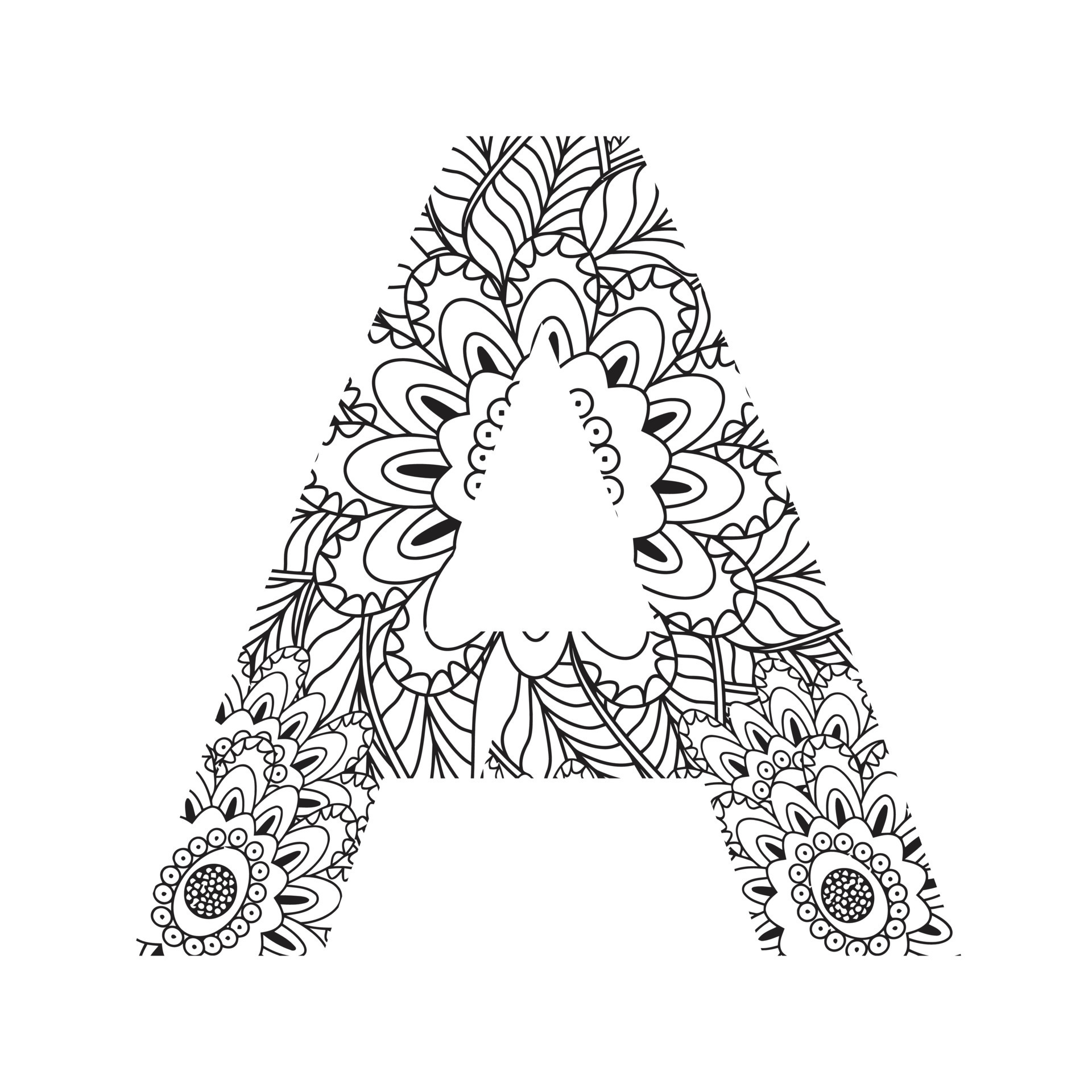 Alphabet Vintage letters coloring books with flower mandala vector ...