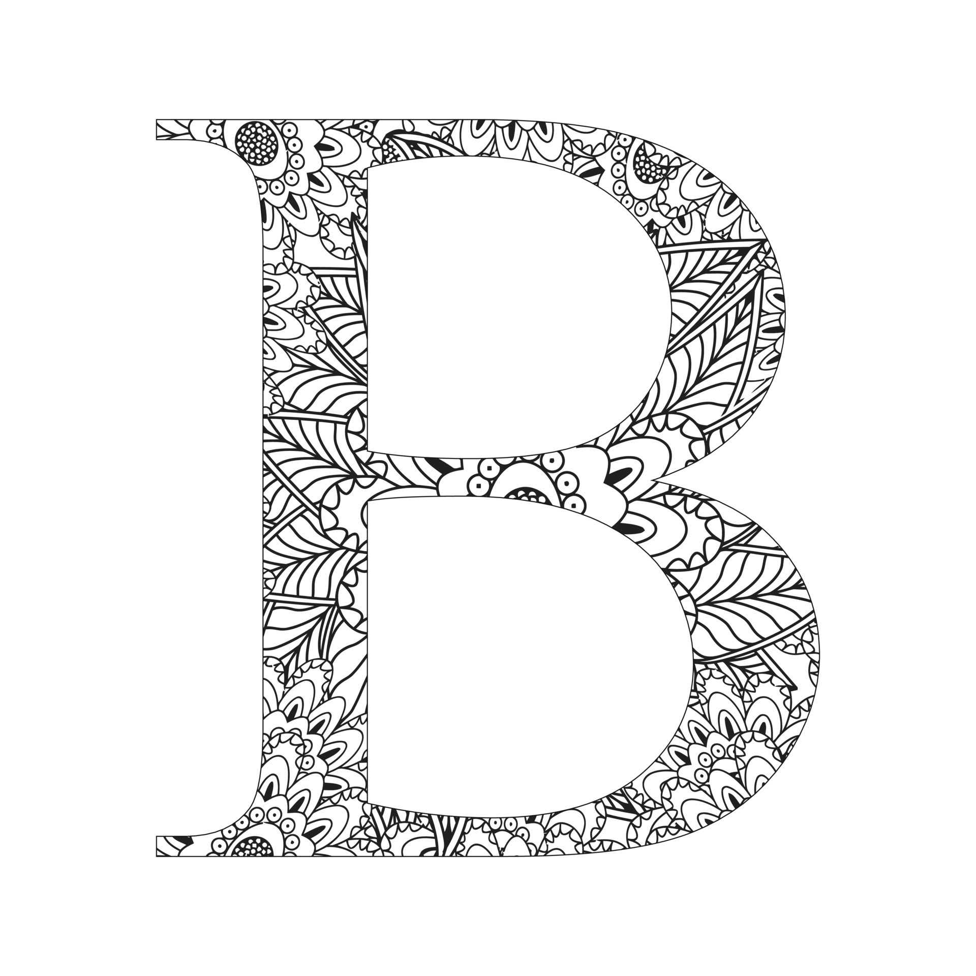 Alphabet Vintage letters coloring books with flower mandala vector ...