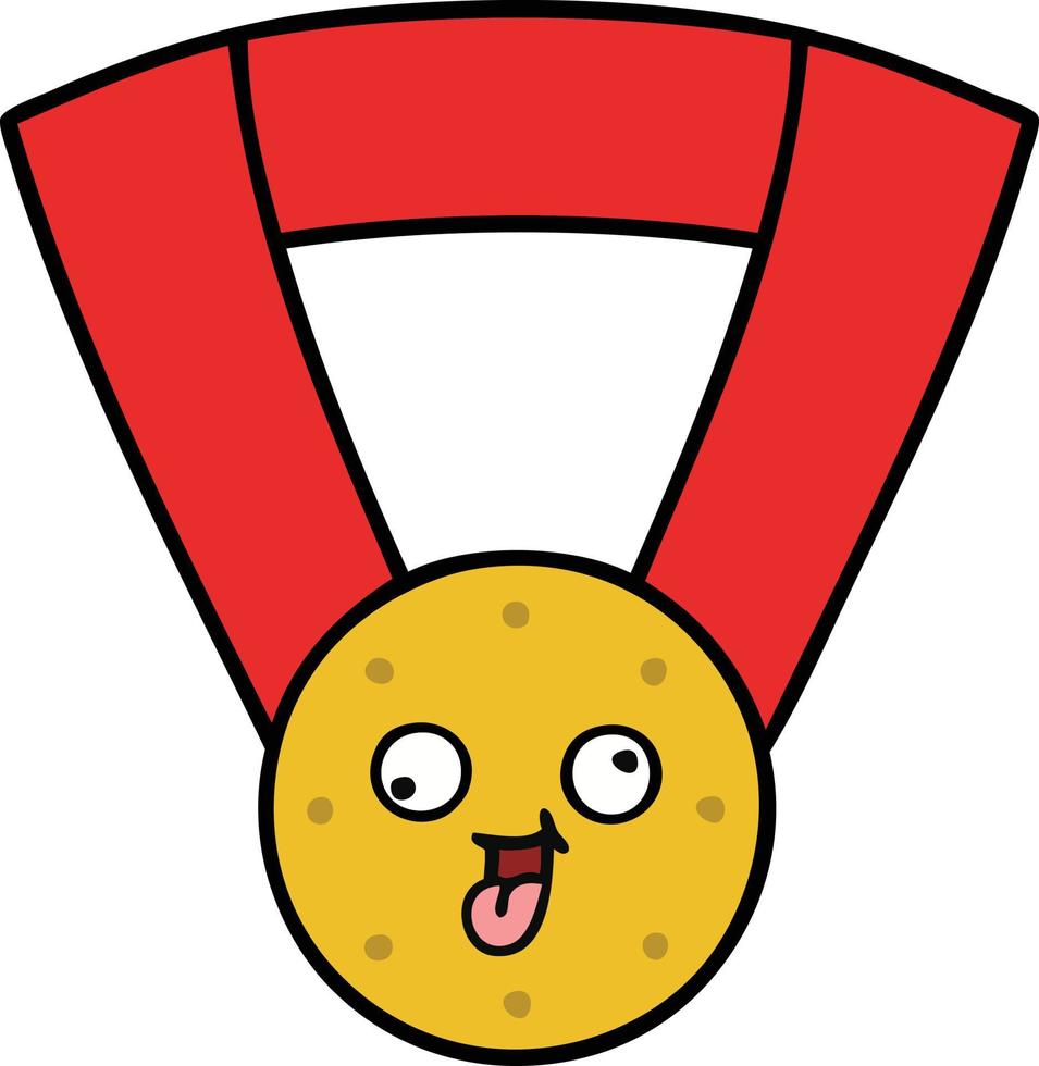 cute cartoon gold medal vector