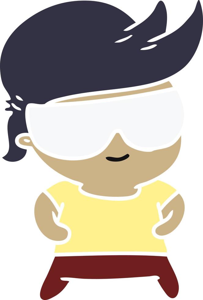 caricatura, kawaii, niño, con, sombras vector