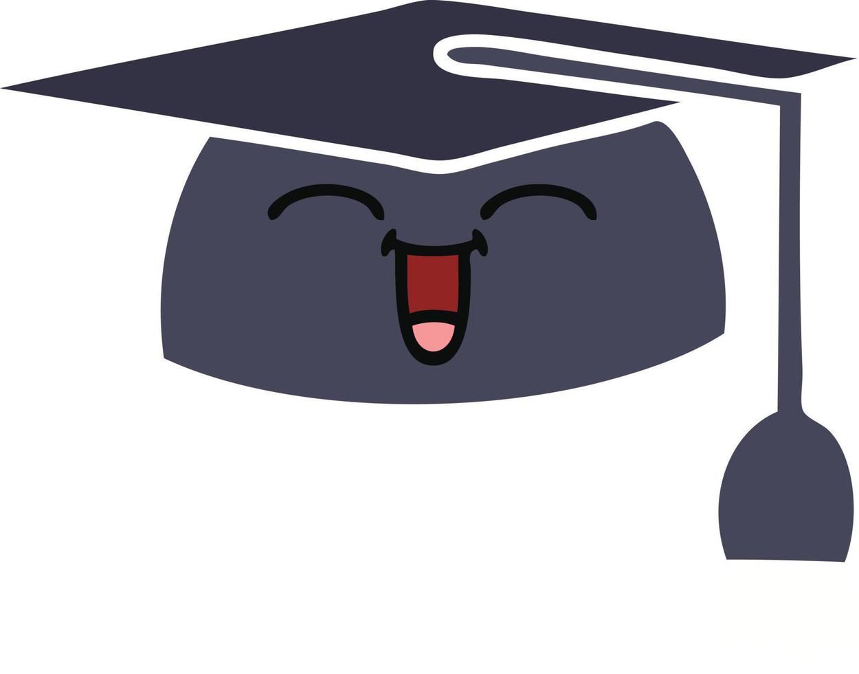sombrero de graduación de dibujos animados retro de color plano vector