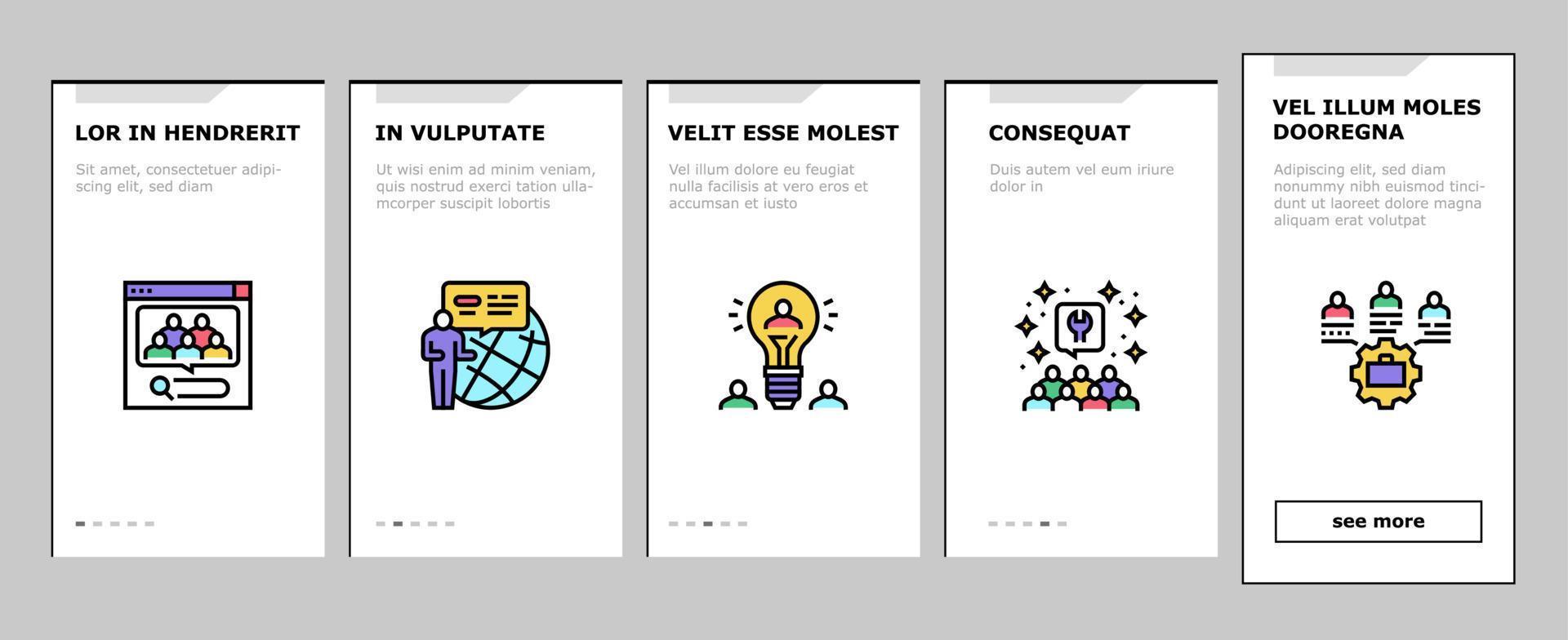 Crowdsourcing Business Onboarding Icons Set Vector