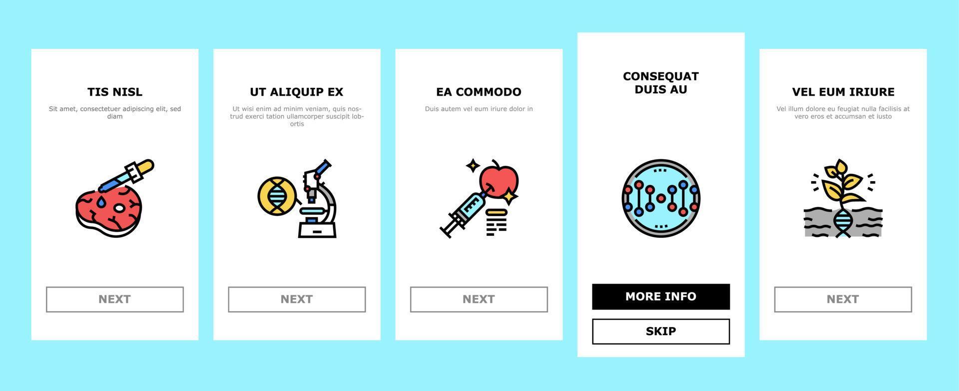Genetic Engineering Onboarding Icons Set Vector