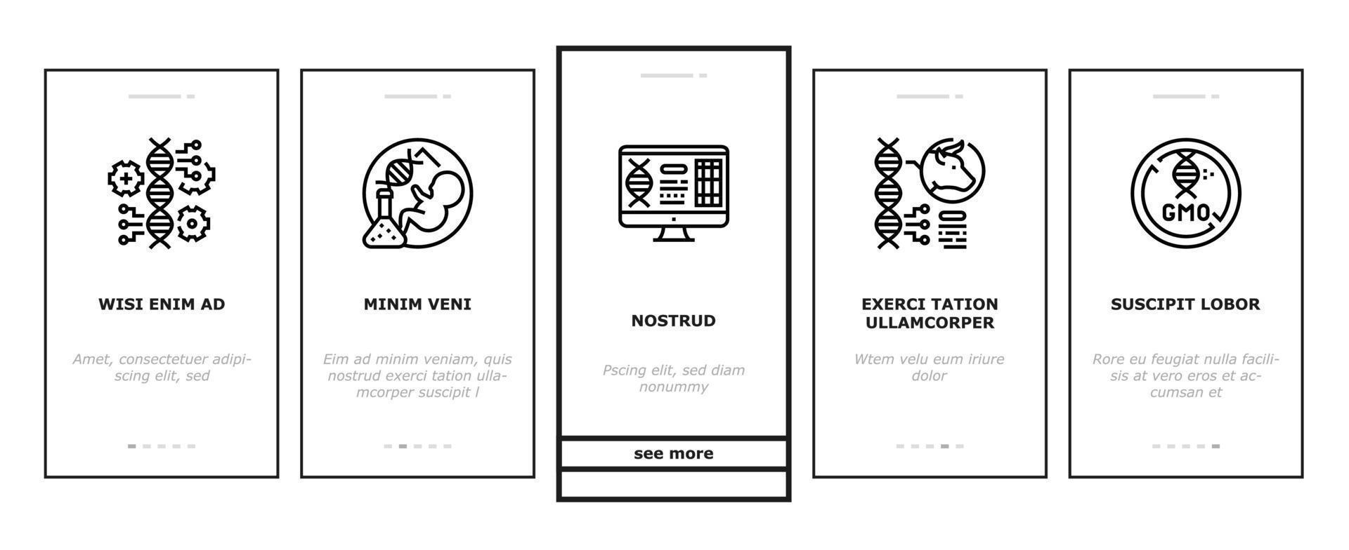 conjunto de iconos de incorporación de ingeniería genética vector