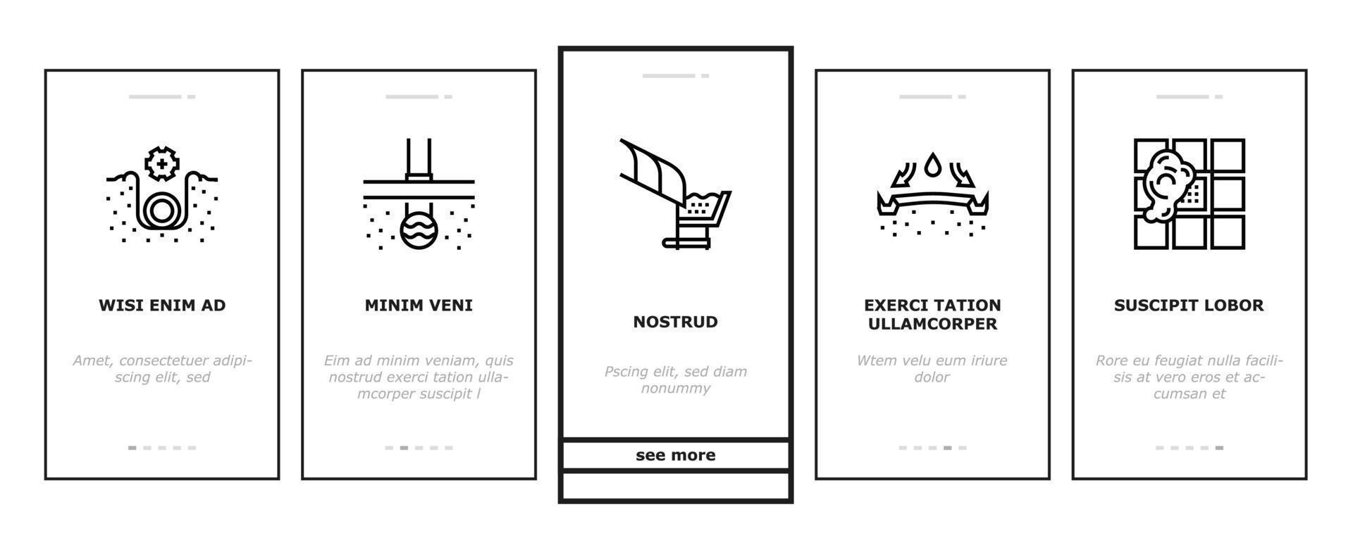 Drainage Water System Onboarding Icons Set Vector