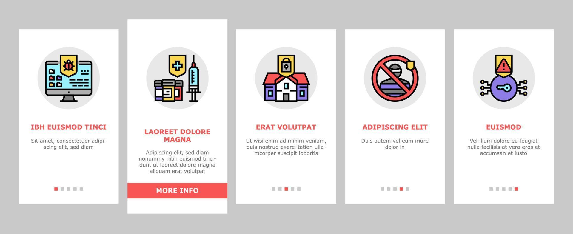 Protect Technology Onboarding Icons Set Vector