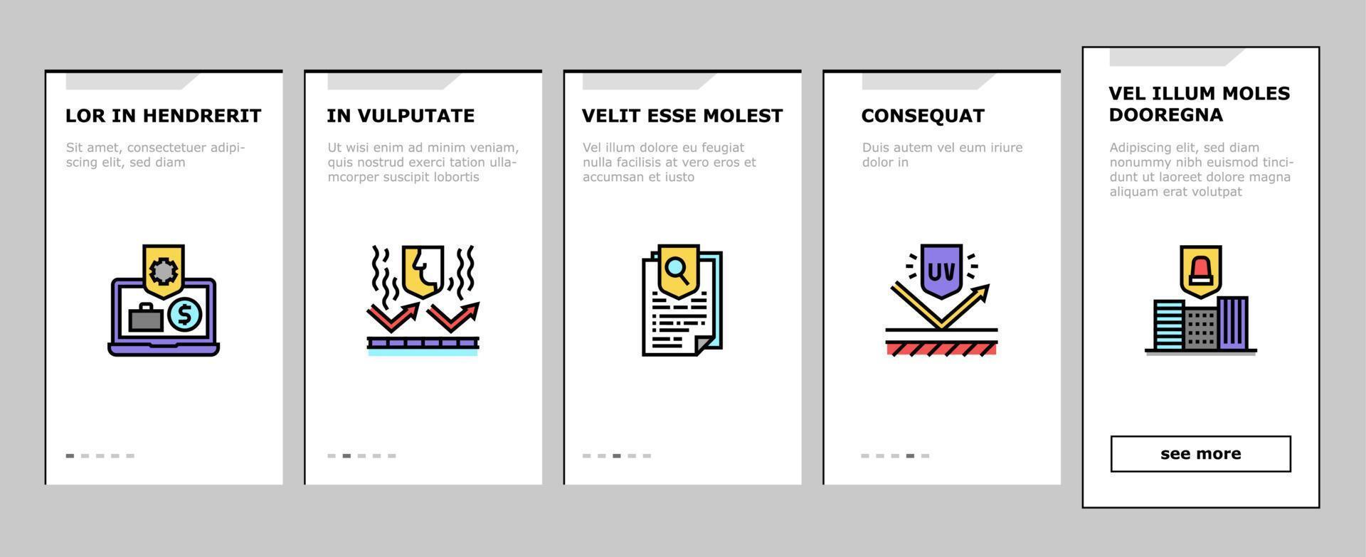 Protect Technology Onboarding Icons Set Vector