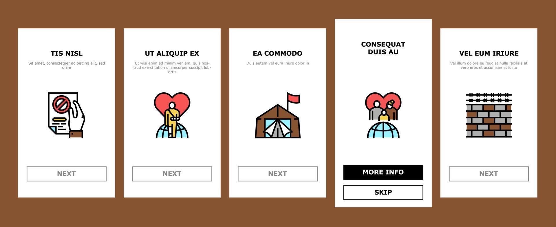 Refugee From Problem Onboarding Icons Set Vector