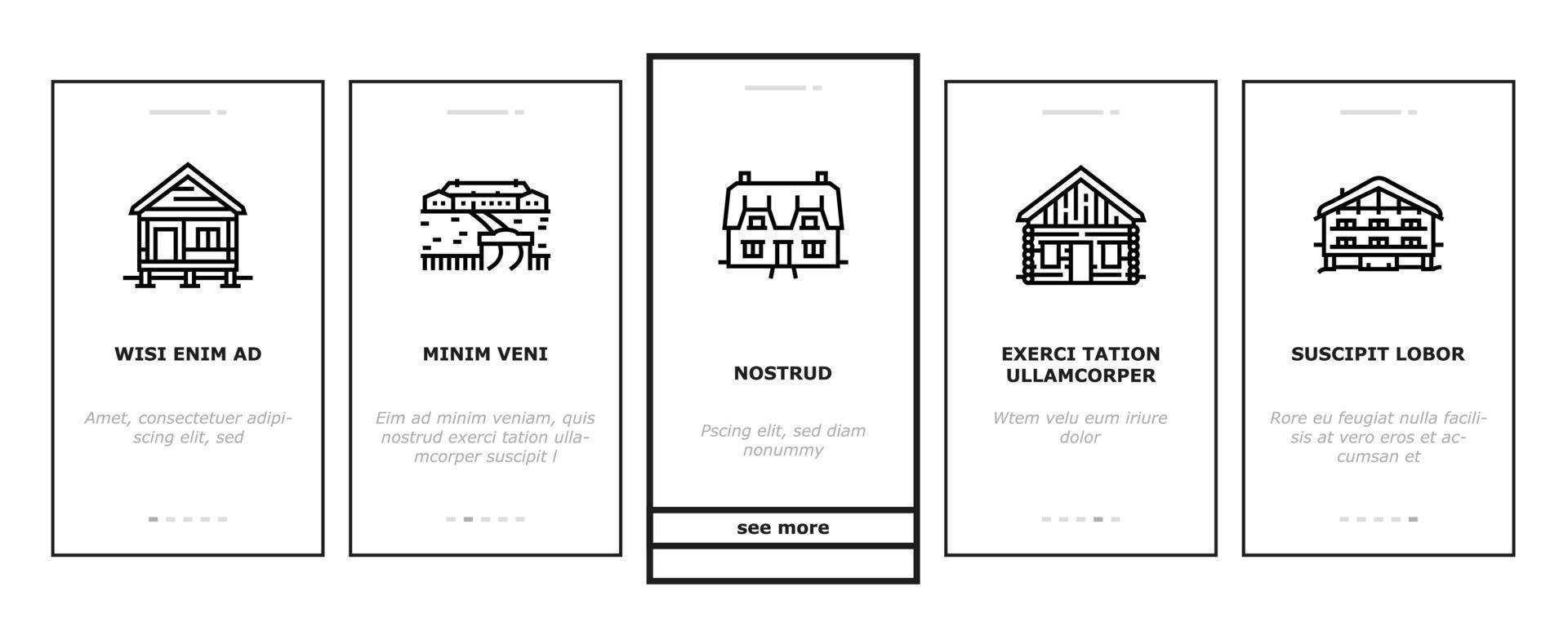 House Constructions Onboarding Icons Set Vector