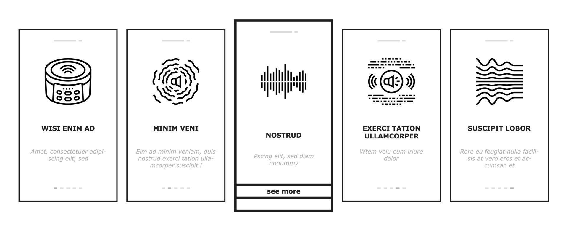 White Noise Hearing Onboarding Icons Set Vector