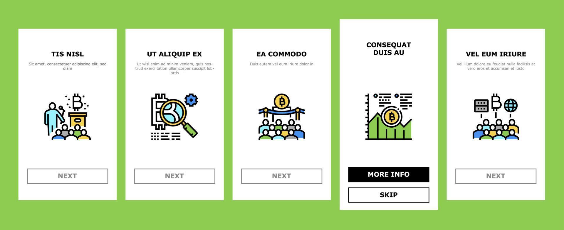 Ico Initial Coin Offer Onboarding Icons Set Vector