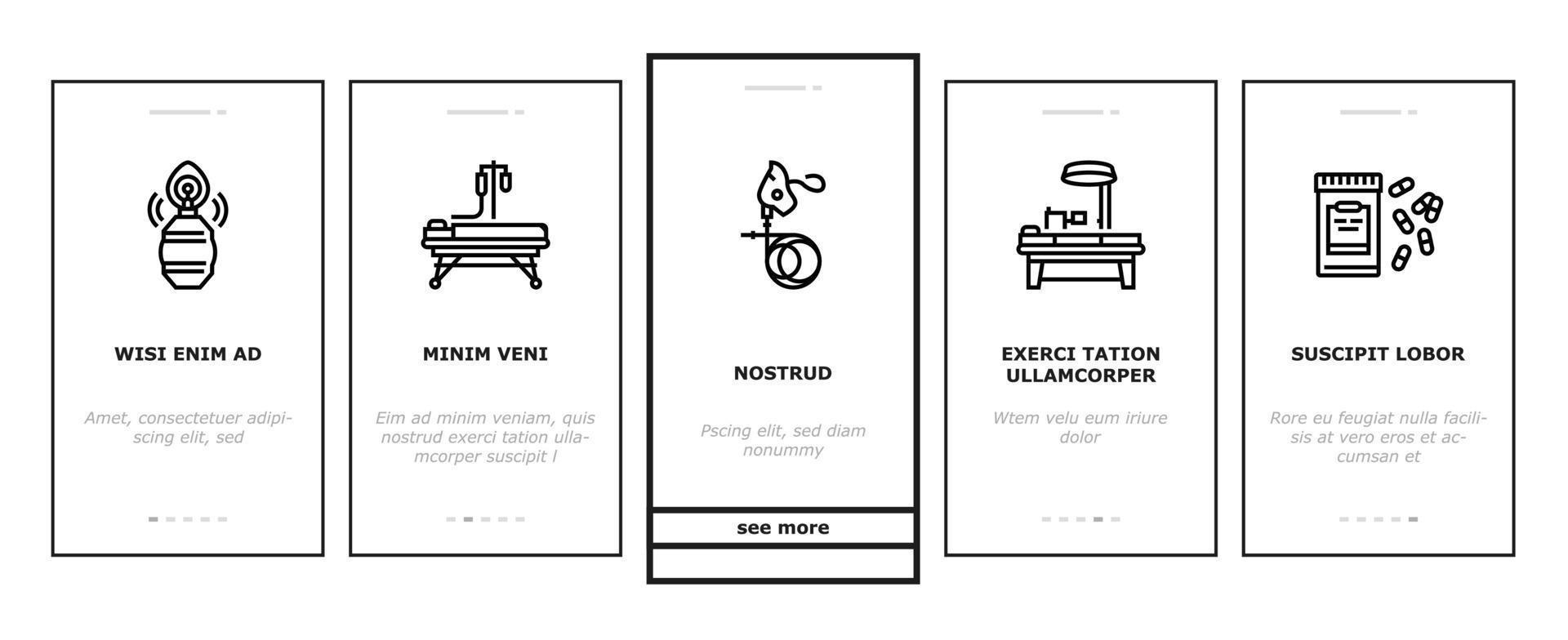 Anesthesiologist Tool Onboarding Icons Set Vector