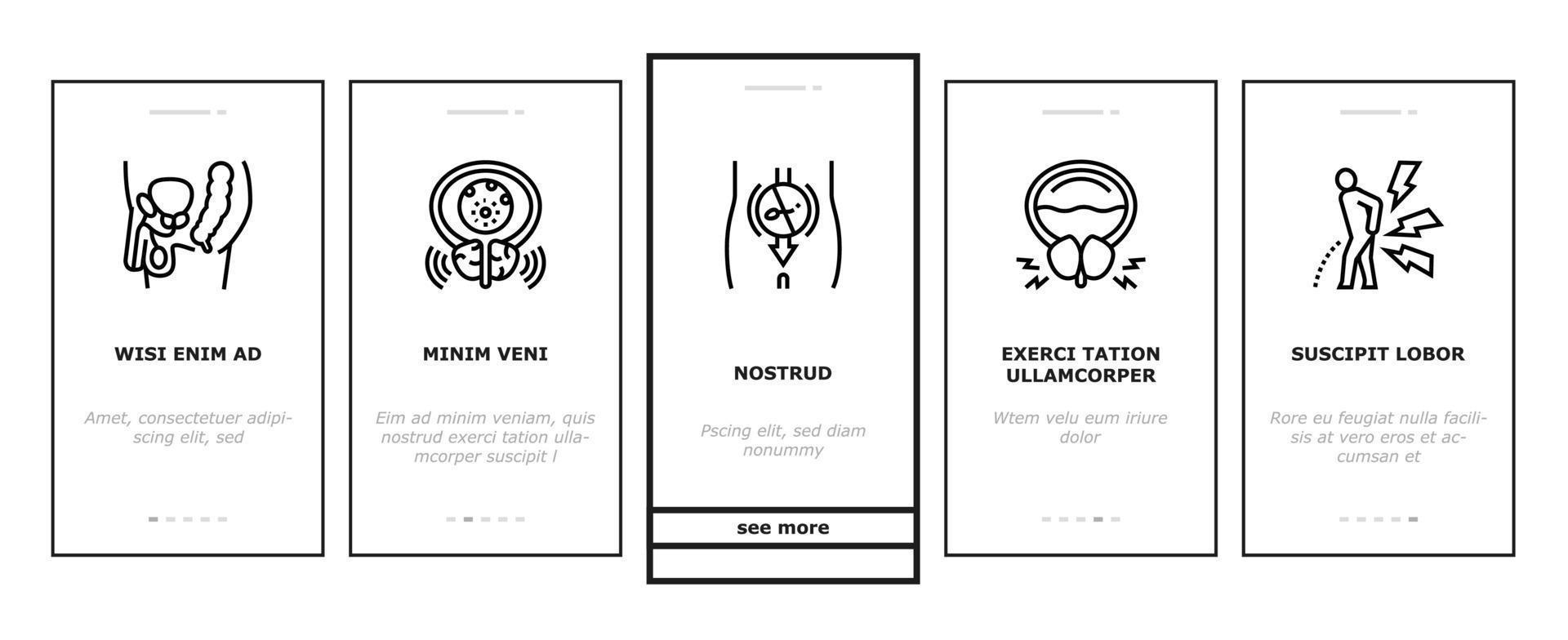 Prostatitis Disease Onboarding Icons Set Vector