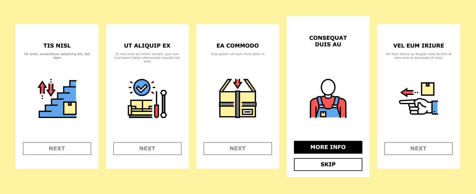 Mover Express Service Onboarding Icons Set Vector