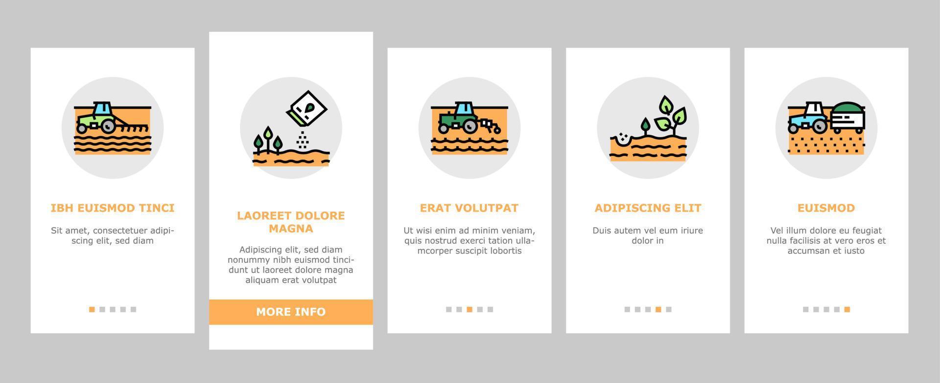 Sowing Agricultural Onboarding Icons Set Vector
