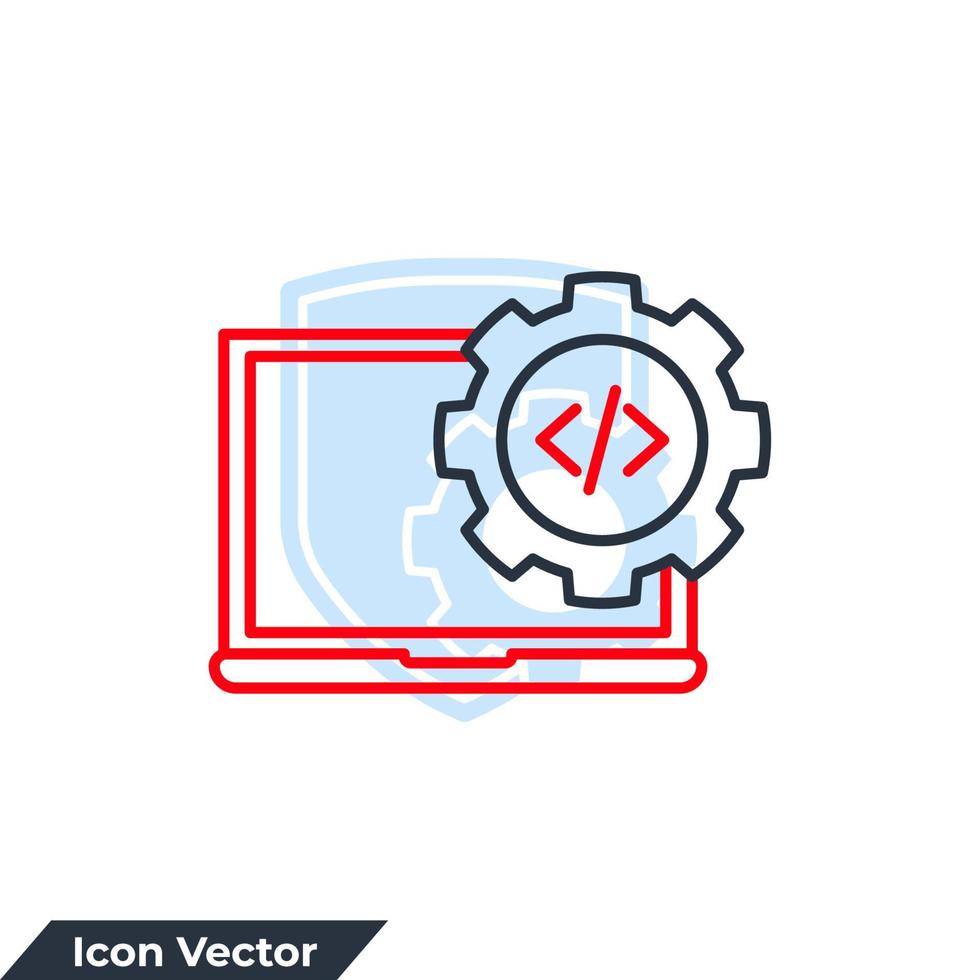 ilustración de vector de logotipo de icono de codificación. plantilla de símbolo de configuración de sitio web y desarrollo web para la colección de diseño gráfico y web