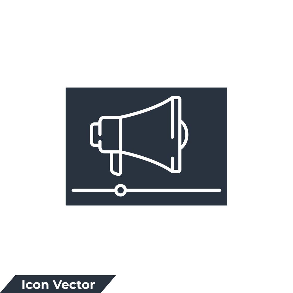 ilustración de vector de logotipo de icono de marketing de vídeo. plantilla de símbolo de publicidad y redes sociales para la colección de diseño gráfico y web