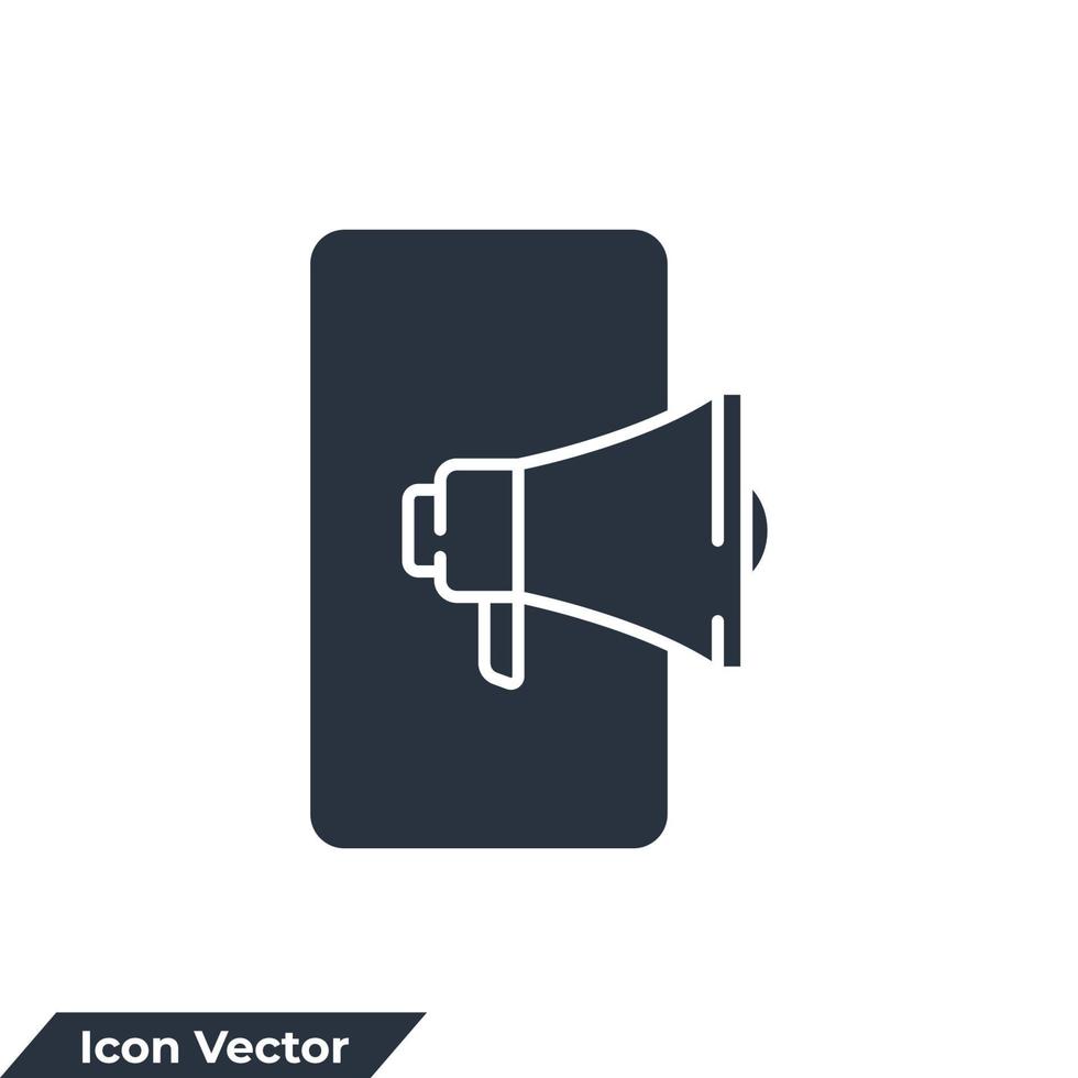 mobile marketing icon logo vector illustration. mobile and megaphone symbol template for graphic and web design collection