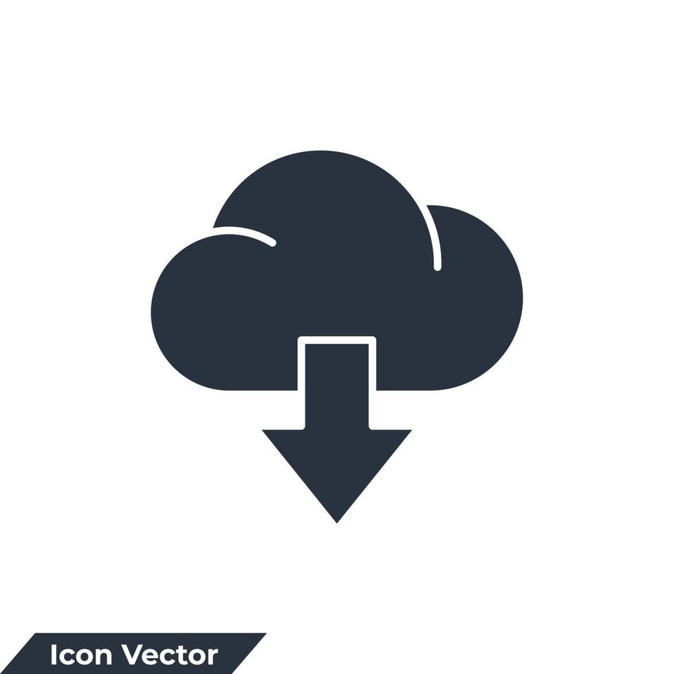 descargar icono logo vector ilustración. plantilla de símbolo de descarga en la nube para la colección de diseño gráfico y web
