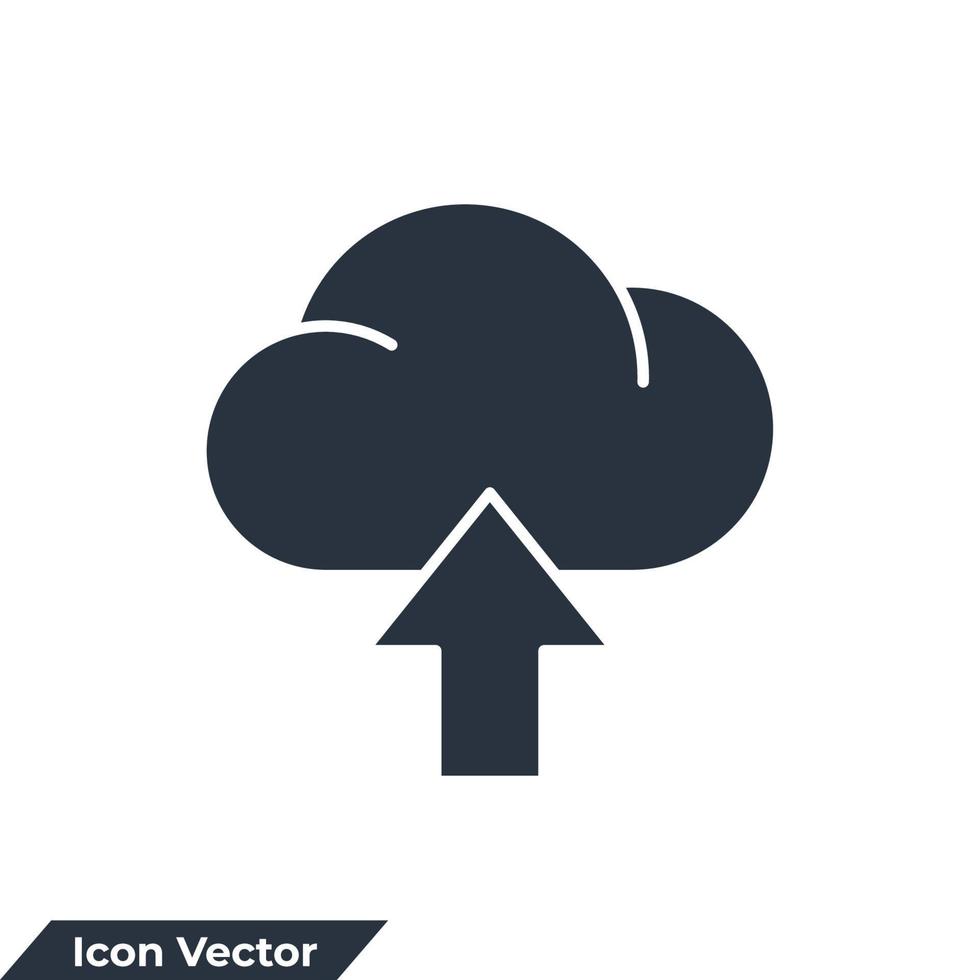 upload icon logo vector illustration. cloud and arrow upload symbol template for graphic and web design collection