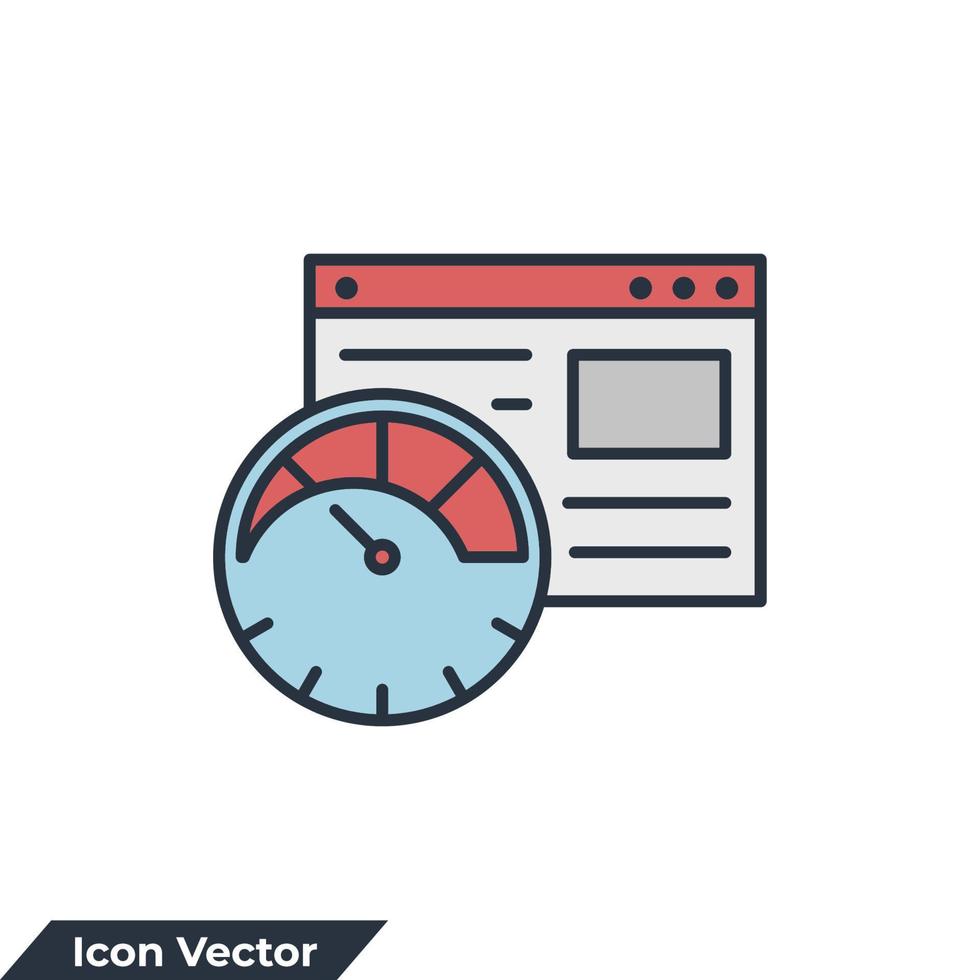 Ilustración de vector de logotipo de icono de velocidad de página. plantilla de símbolo de optimización de sitio web para la colección de diseño gráfico y web