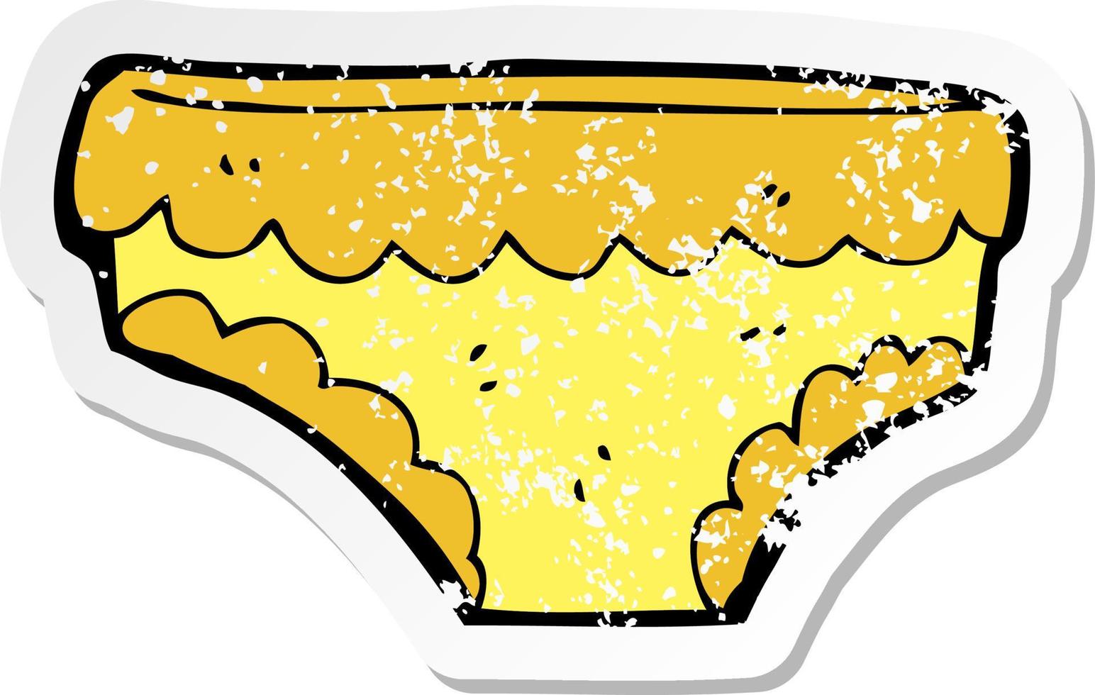 retro distressed sticker of a cartoon underpants vector