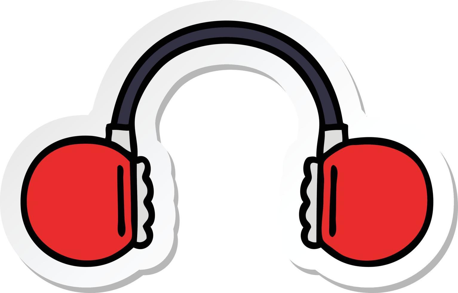 sticker of a cute cartoon retro headset vector