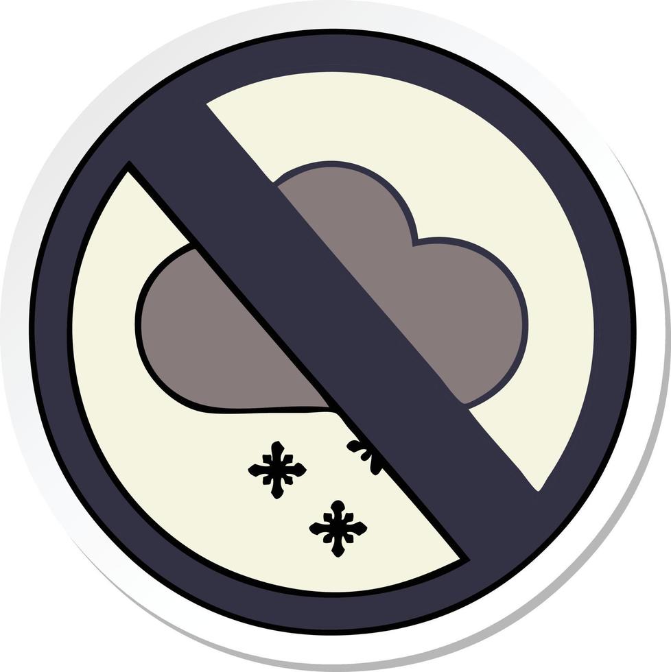 pegatina de una linda señal de advertencia de nube de nieve de dibujos animados vector