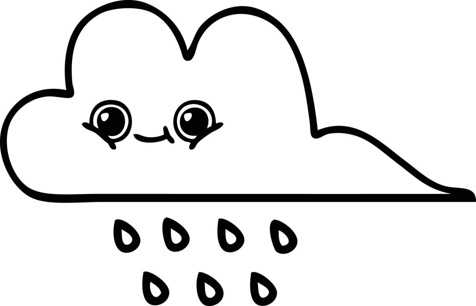 line drawing cartoon rain cloud vector