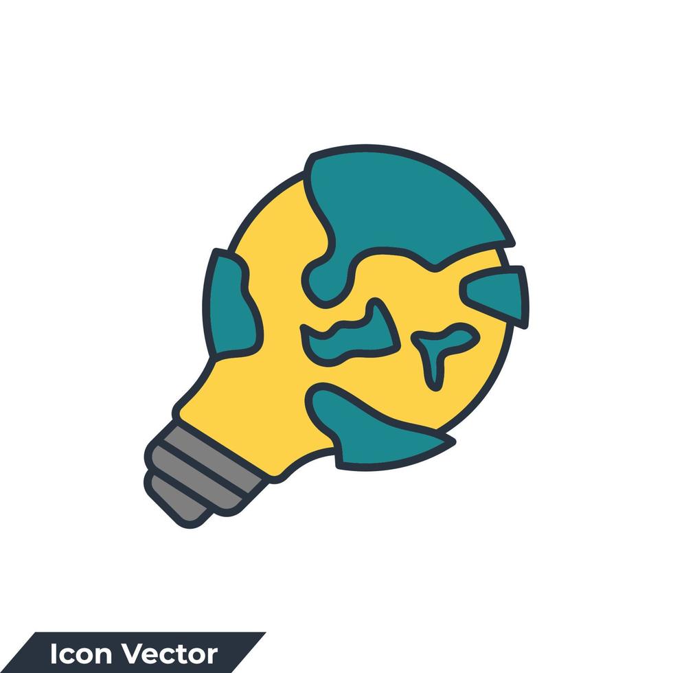 ilustración de vector de logotipo de icono de solución global. plantilla de símbolo de bombilla y globo para la colección de diseño gráfico y web