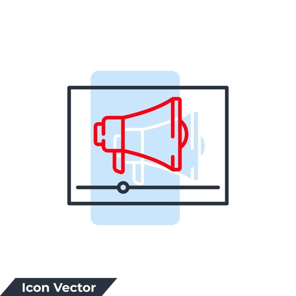 ilustración de vector de logotipo de icono de marketing de vídeo. plantilla de símbolo de publicidad y redes sociales para la colección de diseño gráfico y web