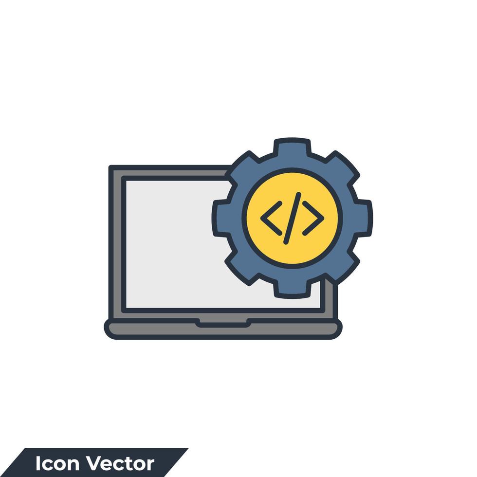 ilustración de vector de logotipo de icono de codificación. plantilla de símbolo de configuración de sitio web y desarrollo web para la colección de diseño gráfico y web