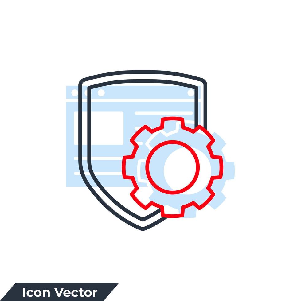 gear and shield icon logo vector illustration. management security symbol template for graphic and web design collection