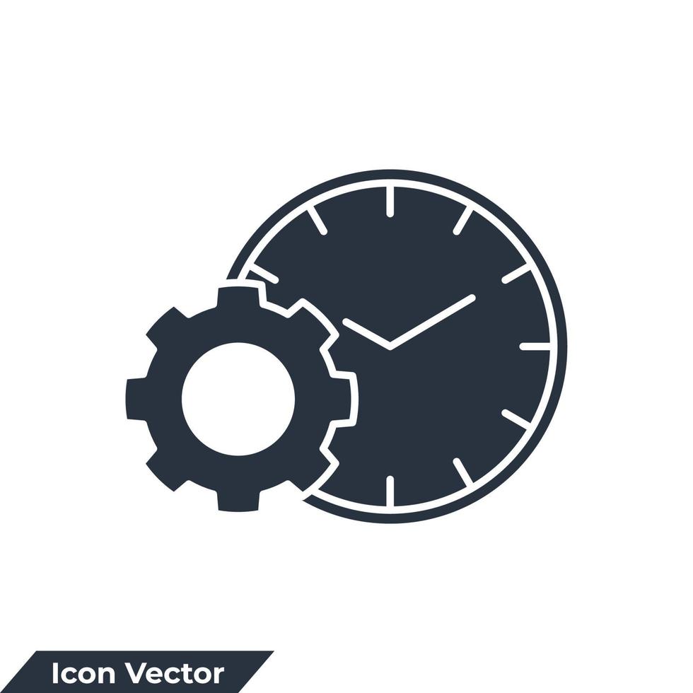 Ilustración de vector de logotipo de icono de gestión de tiempo. plantilla de símbolo de reloj y engranaje para la colección de diseño gráfico y web