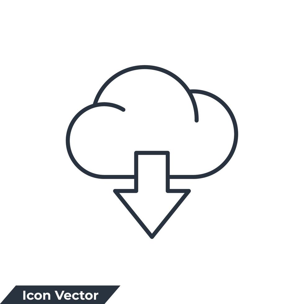 descargar icono logo vector ilustración. plantilla de símbolo de descarga en la nube para la colección de diseño gráfico y web