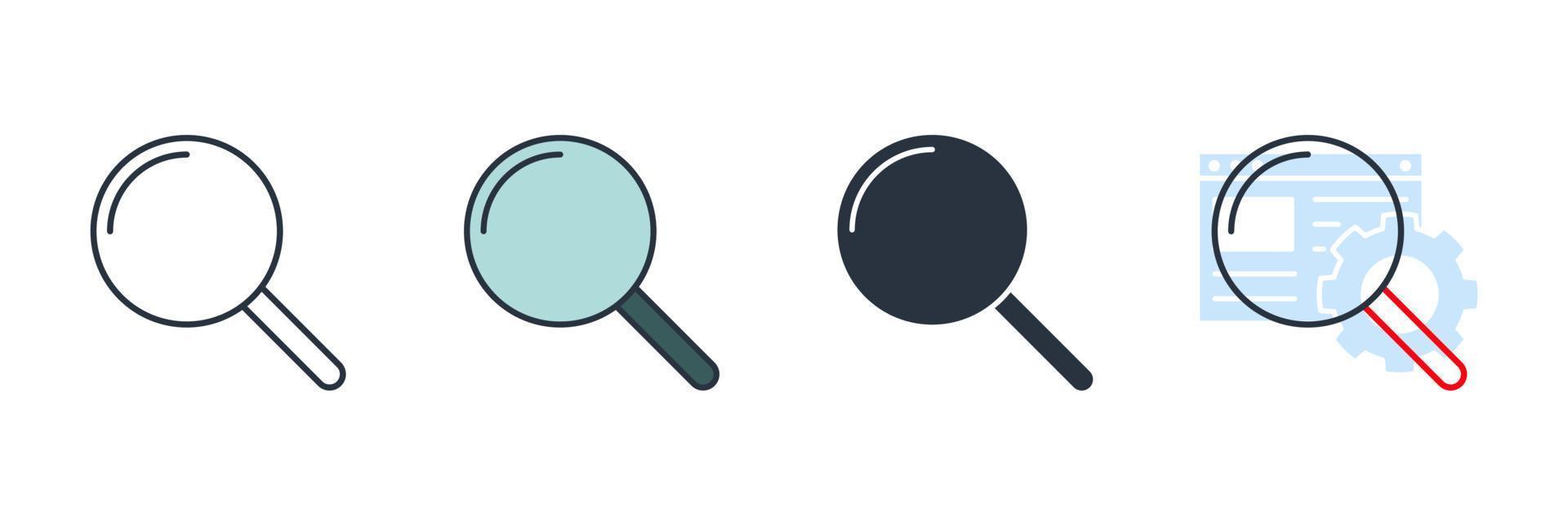 search icon logo vector illustration. Magnifying glass symbol template for graphic and web design collection