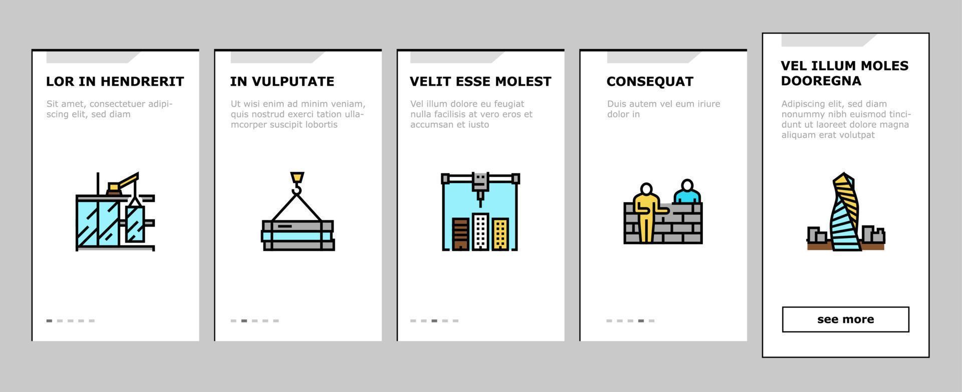 Building Construction Onboarding Icons Set Vector