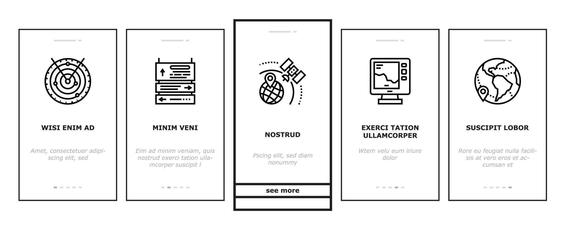 Map Location System Onboarding Icons Set Vector