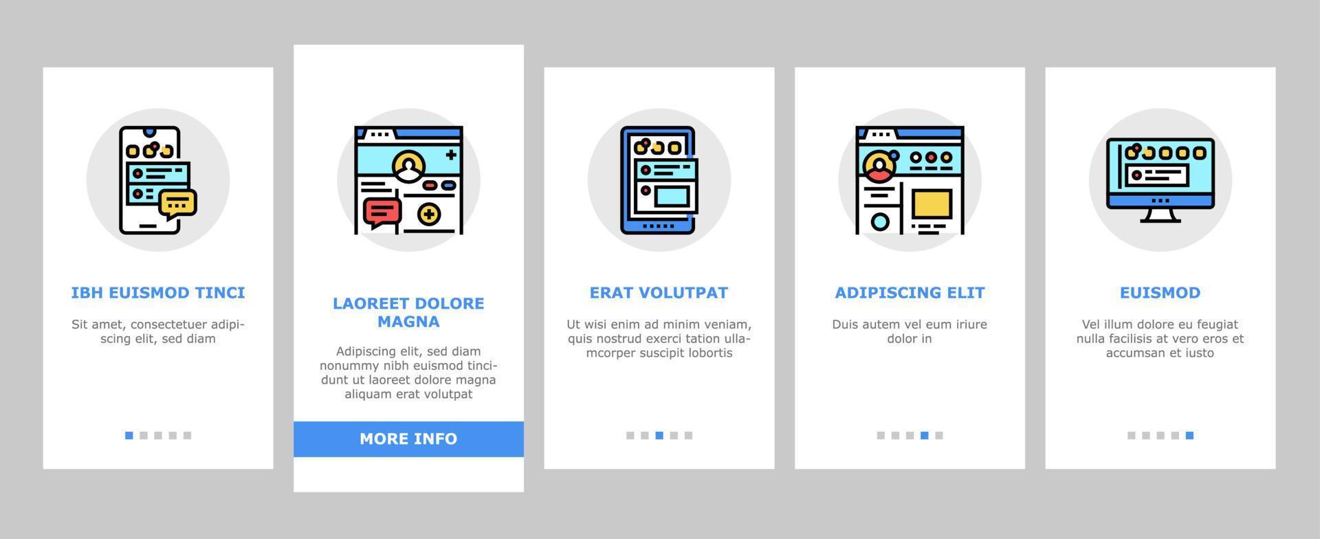 Internet Social Media Onboarding Icons Set Vector