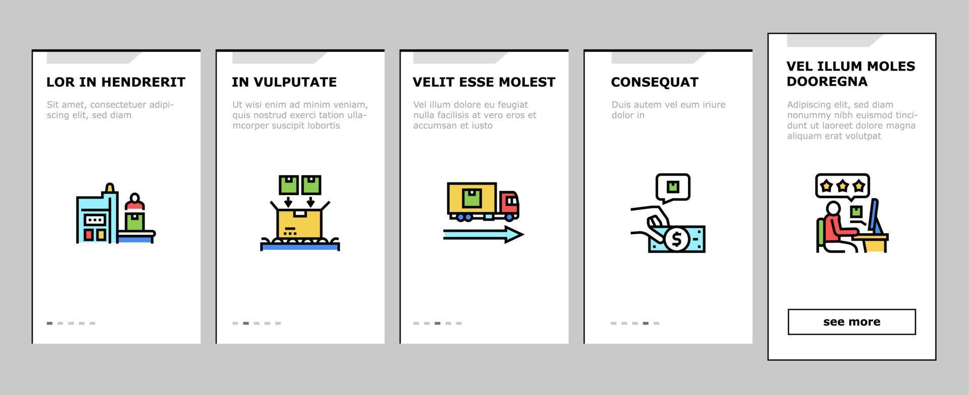 Industrial Process Onboarding Icons Set Vector