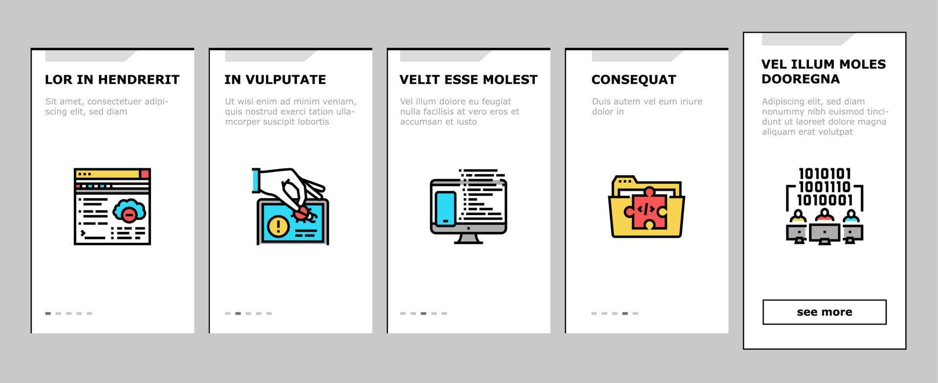 Dev Code Occupation Onboarding Icons Set Vector