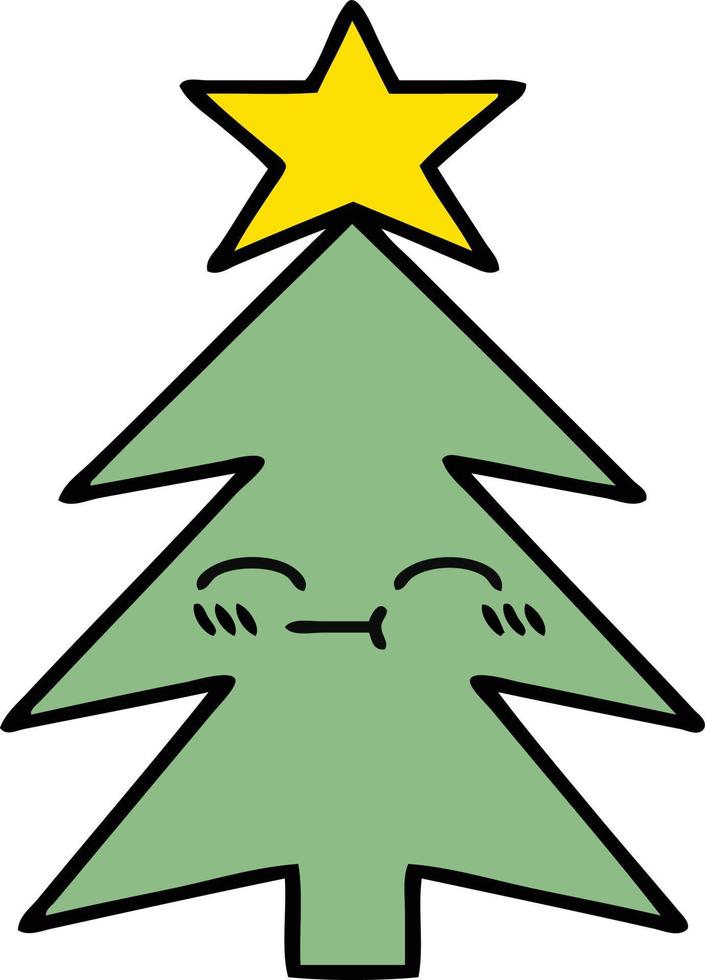 cute cartoon christmas tree vector