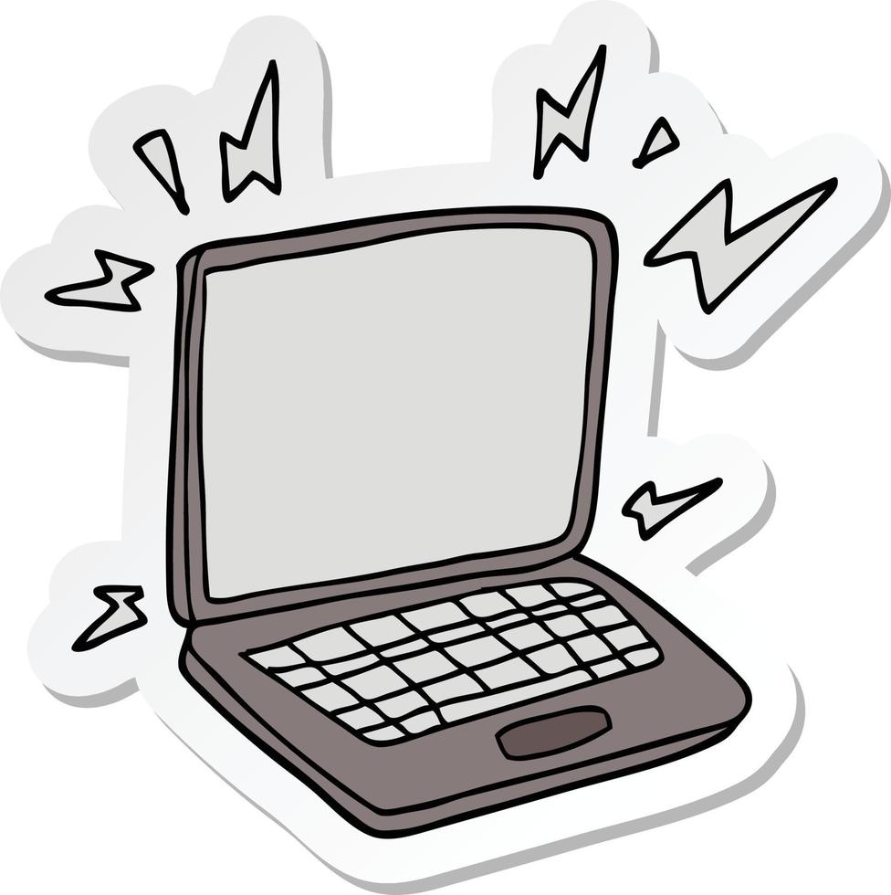 sticker of a cartoon laptop computer vector